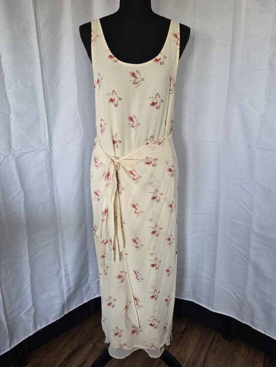 Banana Republic Dresses & Skirts - Vintage Banana Republic Cream Maxi Wrap Dress with Pink Floral Motif